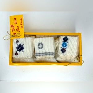 3 Pairs NOS Vintage 70's SPALDING Cuffed Anklet Socks Sz. 9 - 11 In Box